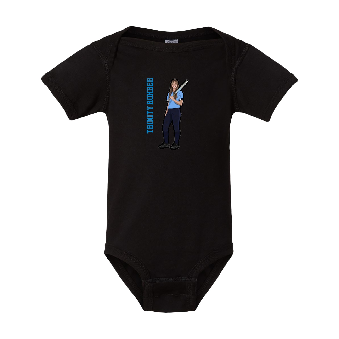 Baby Onesie — Name Vertical in Black