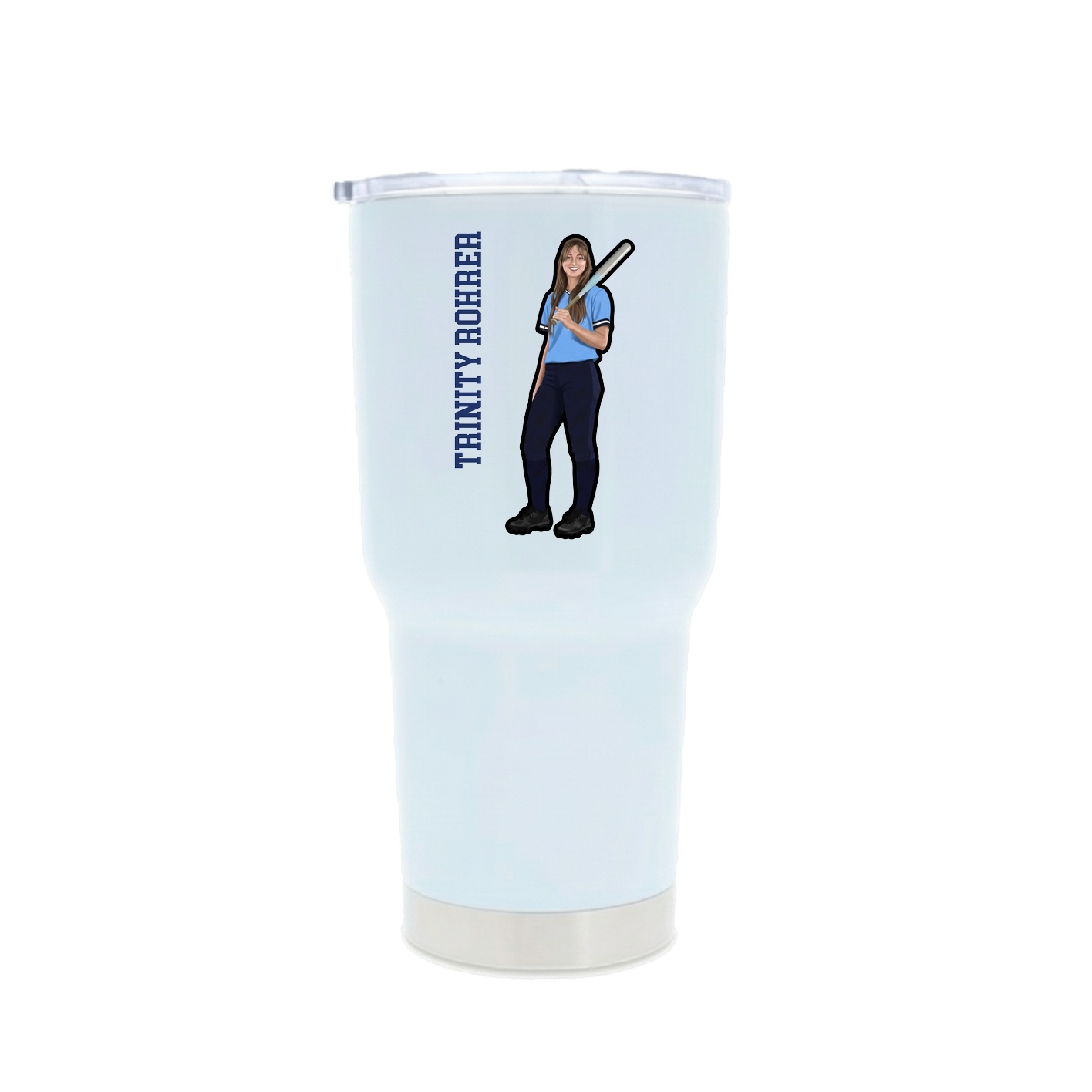 30oz Stainless Steel Tumbler — Name Vertical in White