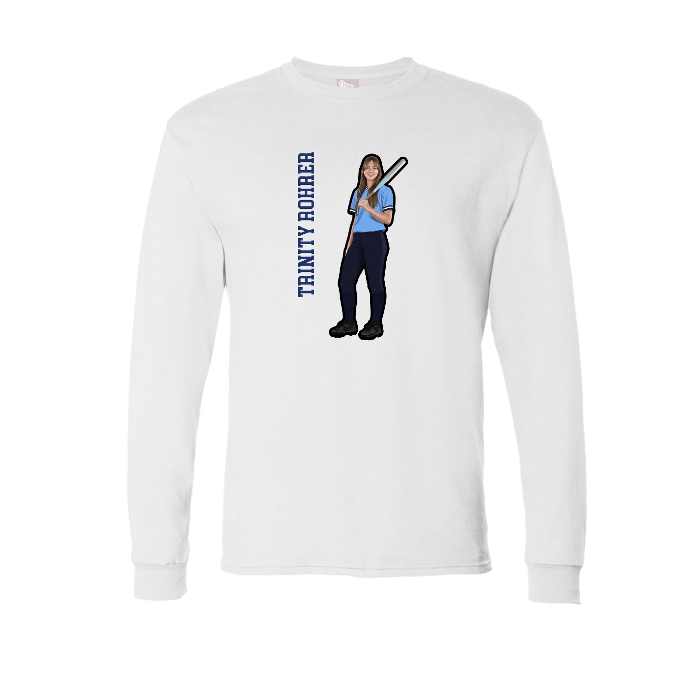Long Sleeve Tee — Name Vertical in White