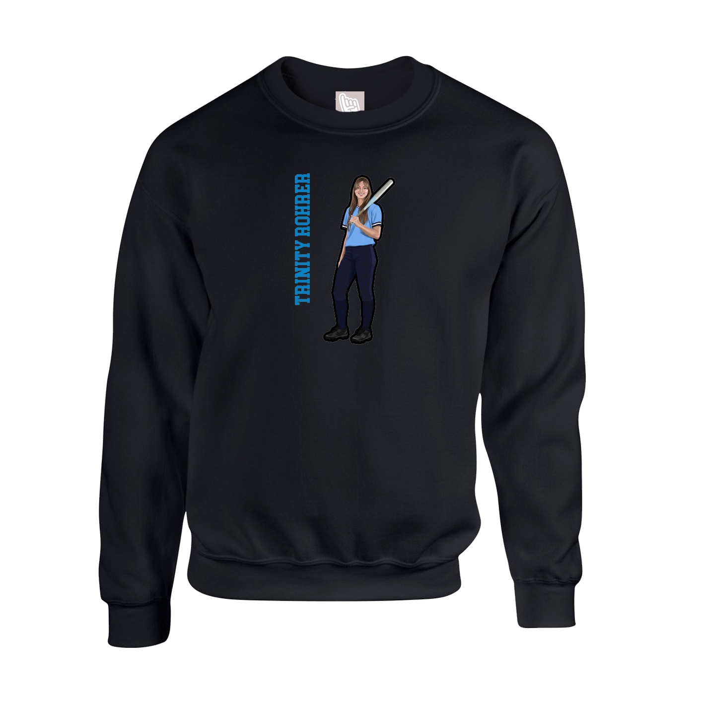 Fleece Crew — Name Vertical in Black