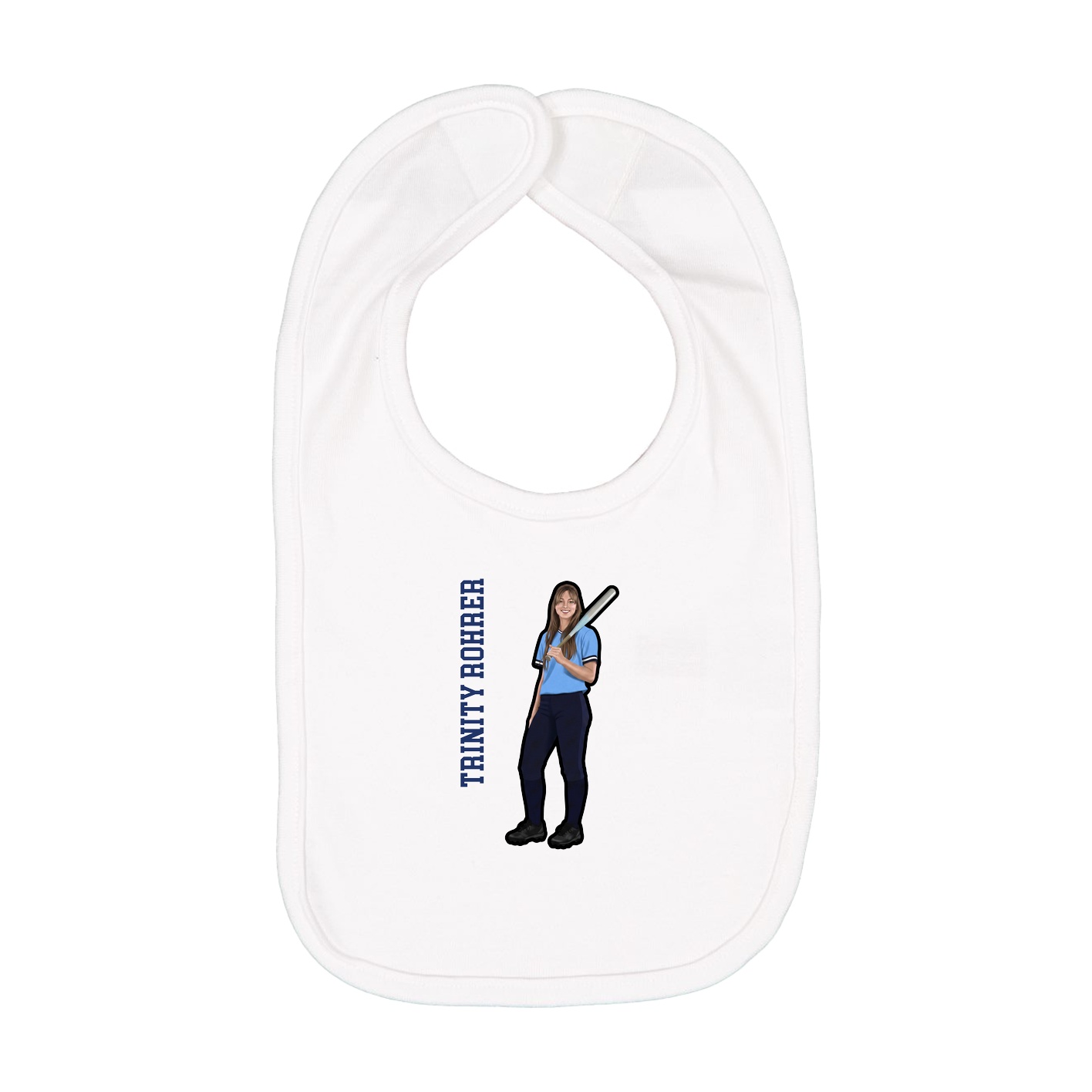 Infant Bib — Name Vertical in White