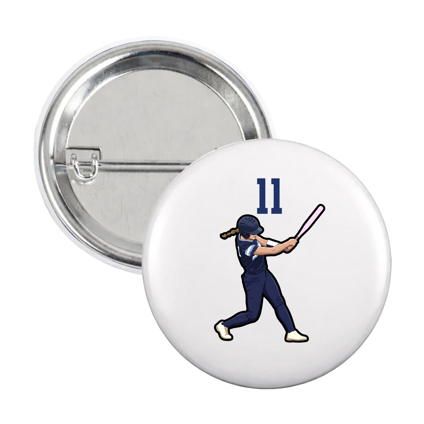 Game Day Button — Number Top in White