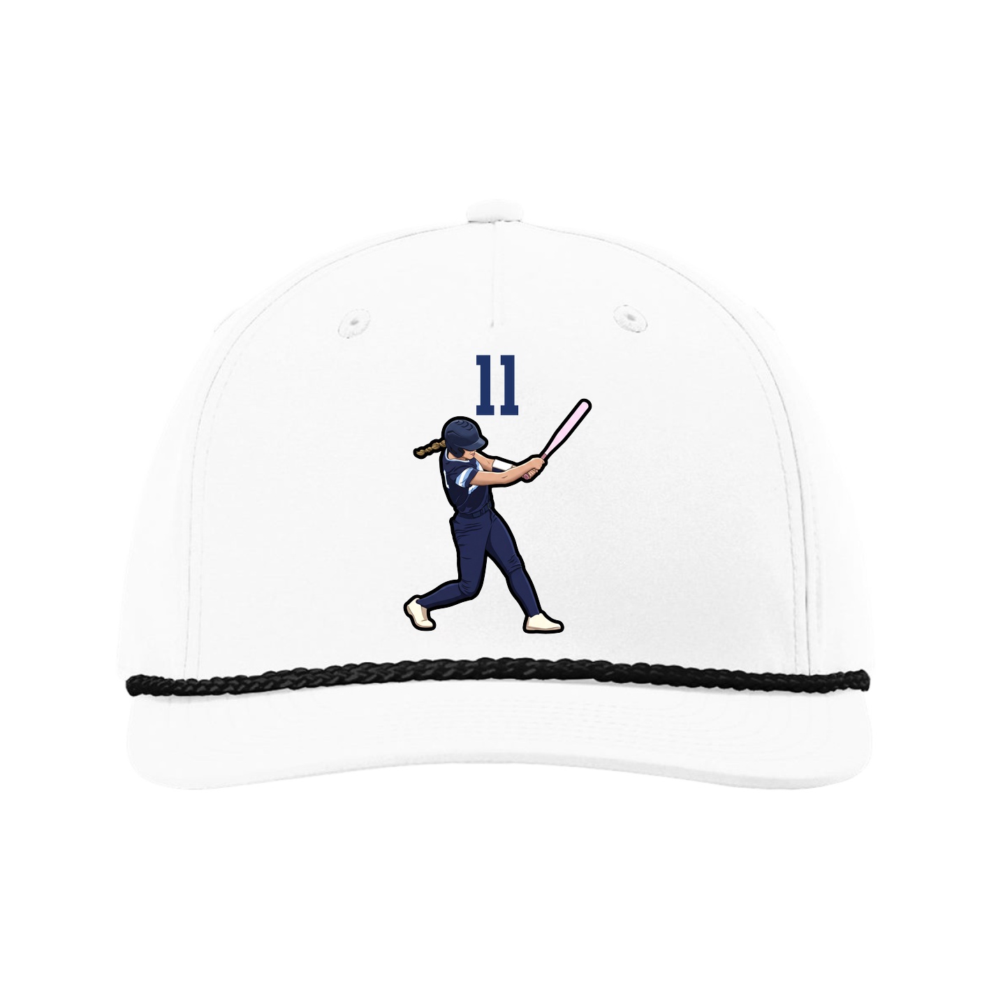 Five-Panel Classic Rope Cap — Number Top in White