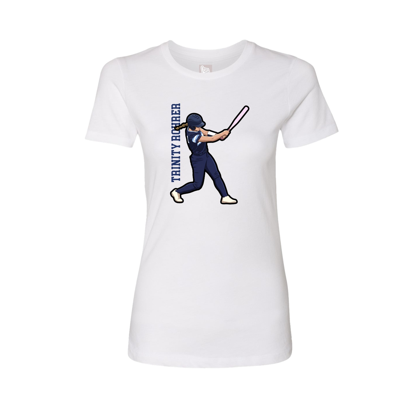 Fitted Women's Tee — Name Vertical in White