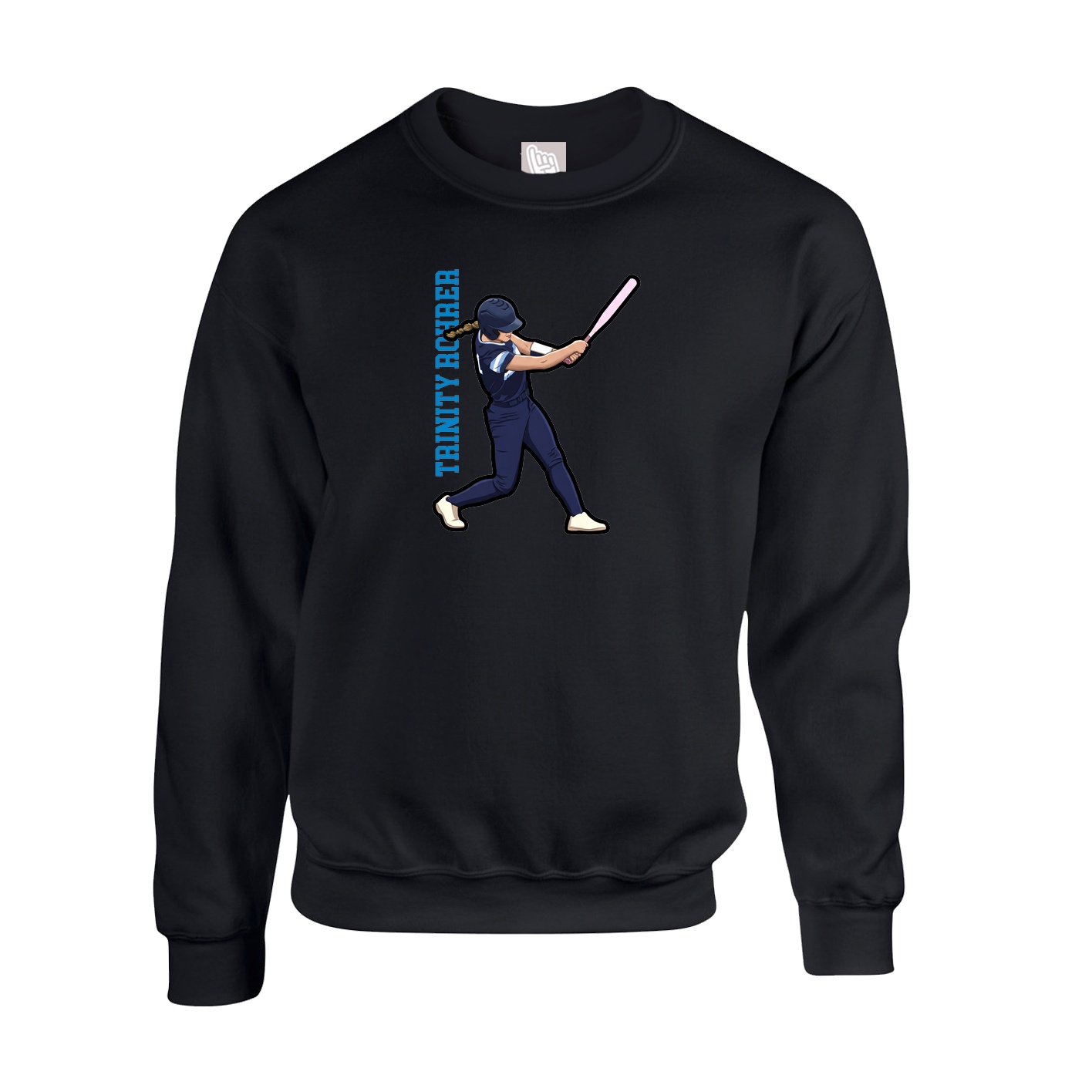 Fleece Crew — Name Vertical in Black