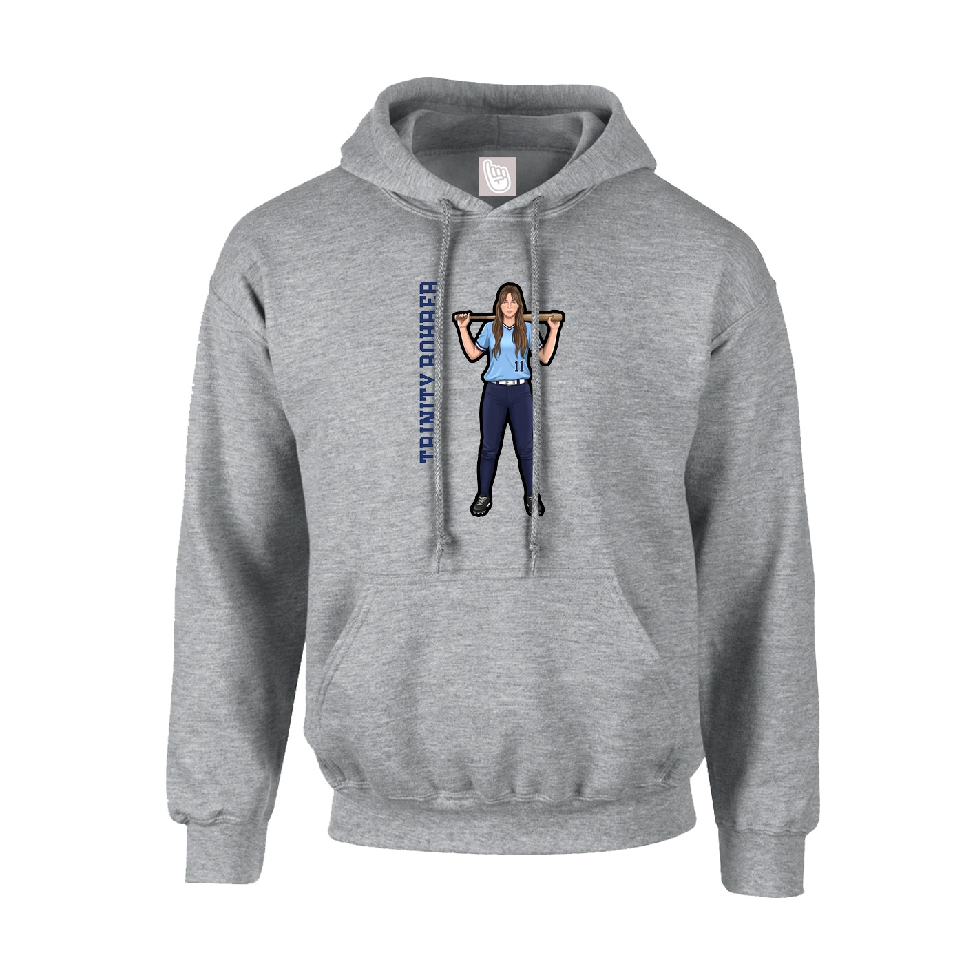 Hoodie — Name Vertical in Grey