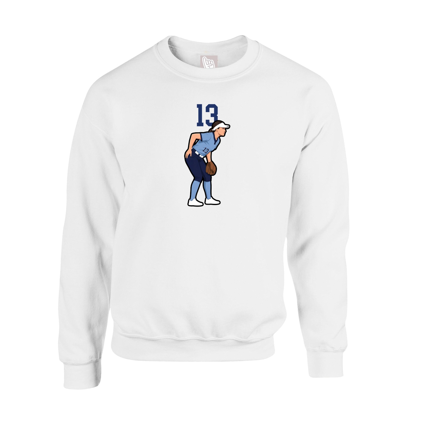Fleece Crew — Number Top in White
