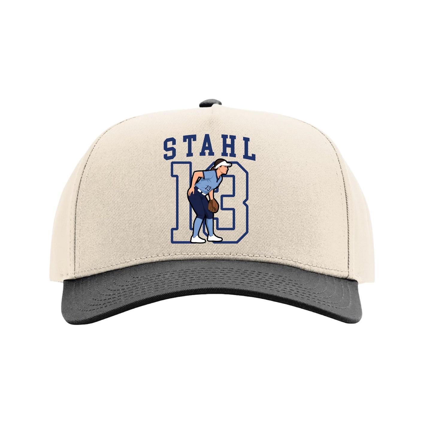 Full Fabric Five-Panel Champ Cap — Shirsey in Cream/Black