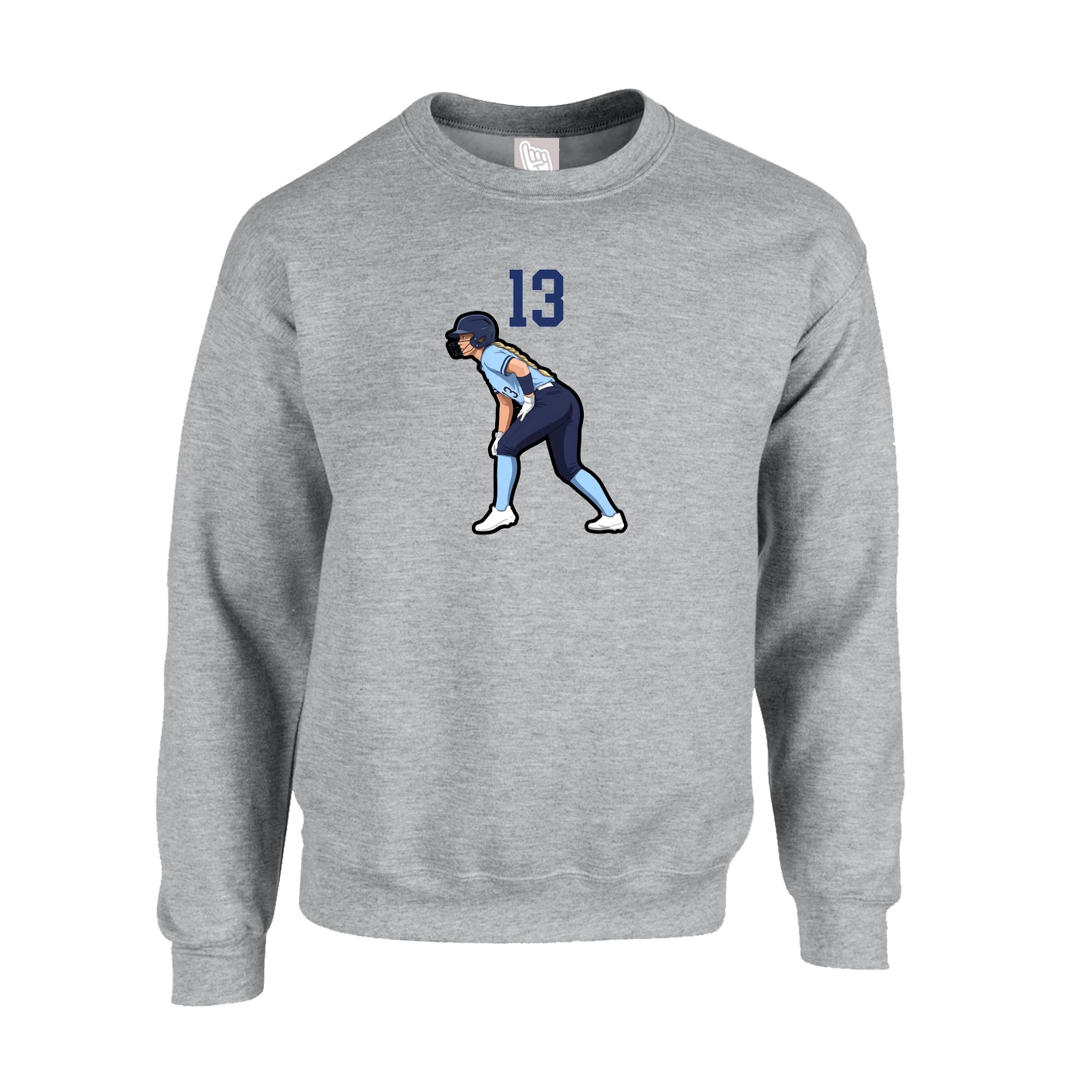 Fleece Crew — Number Top in Grey