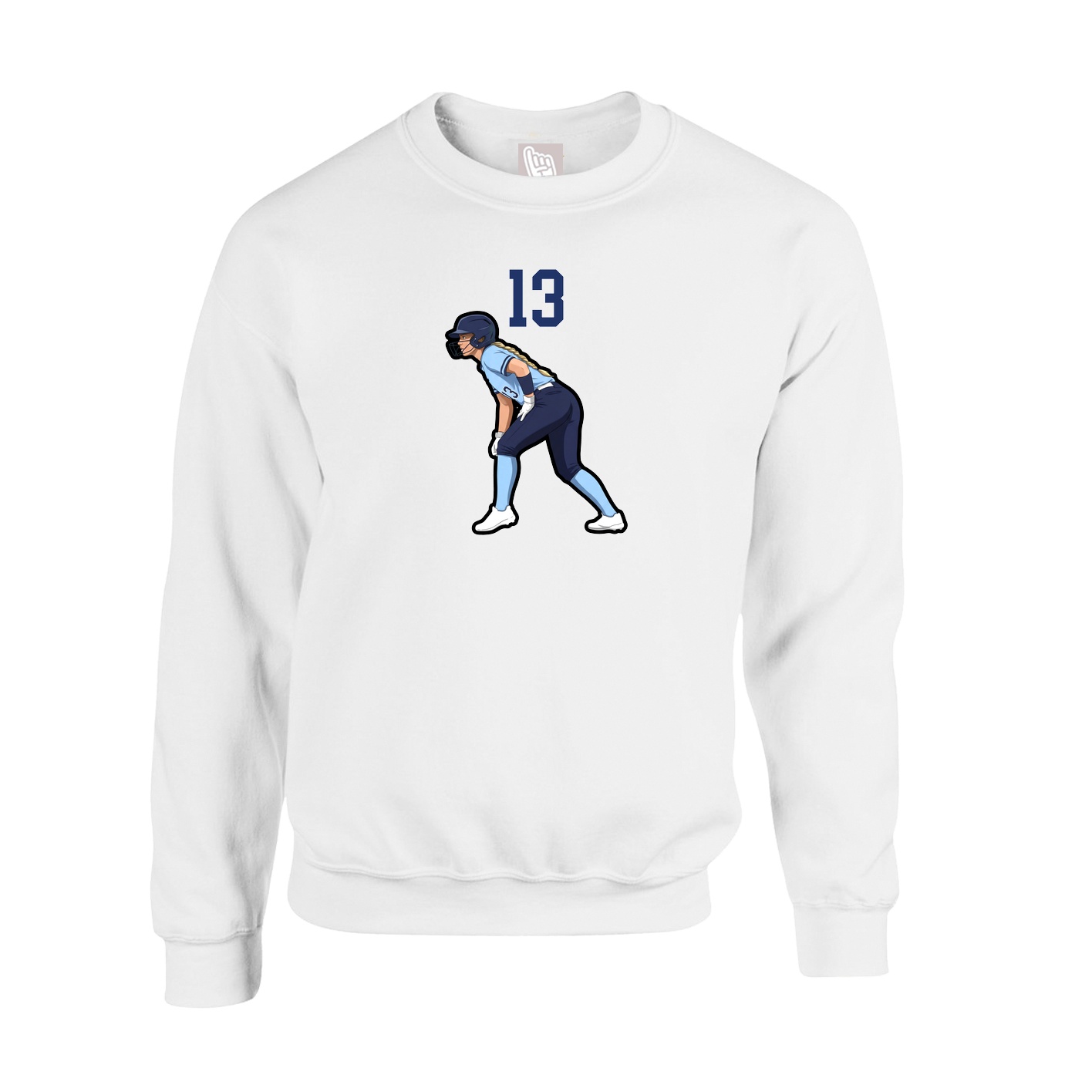Fleece Crew — Number Top in White