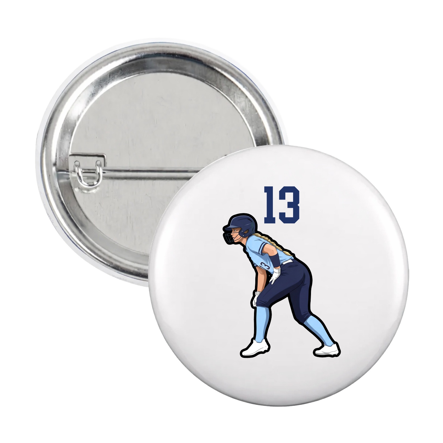 Game Day Button — Number Top in White