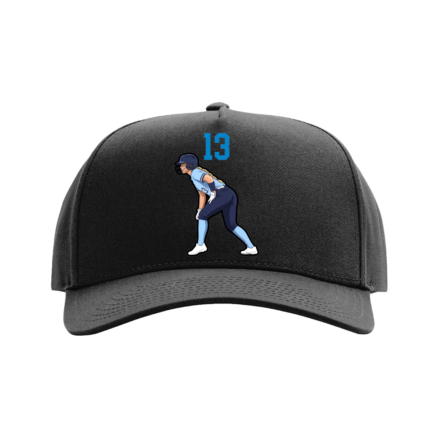 Full Fabric Five-Panel Champ Cap — Number Top in Black