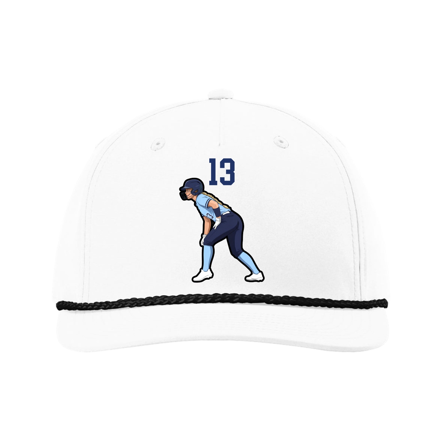 Five-Panel Classic Rope Cap — Number Top in White