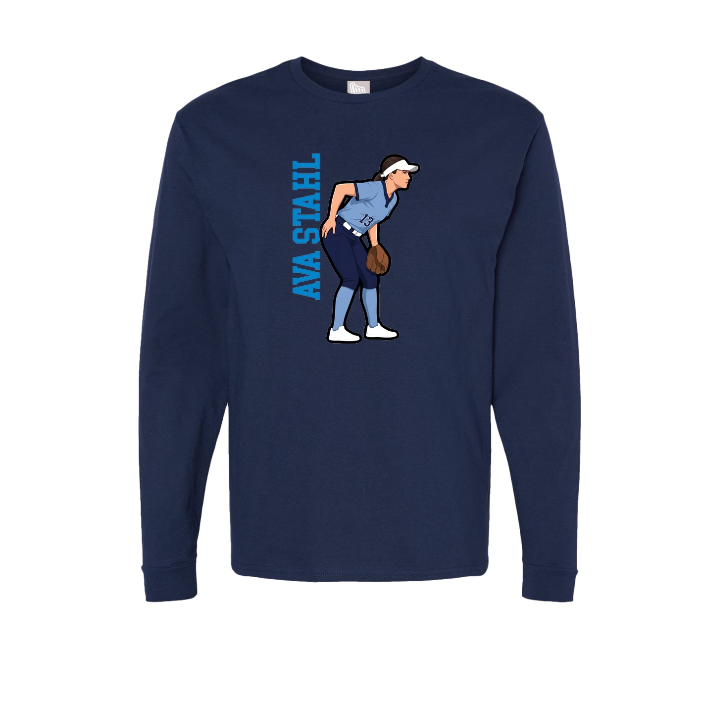 Long Sleeve Tee — Name Vertical in Navy