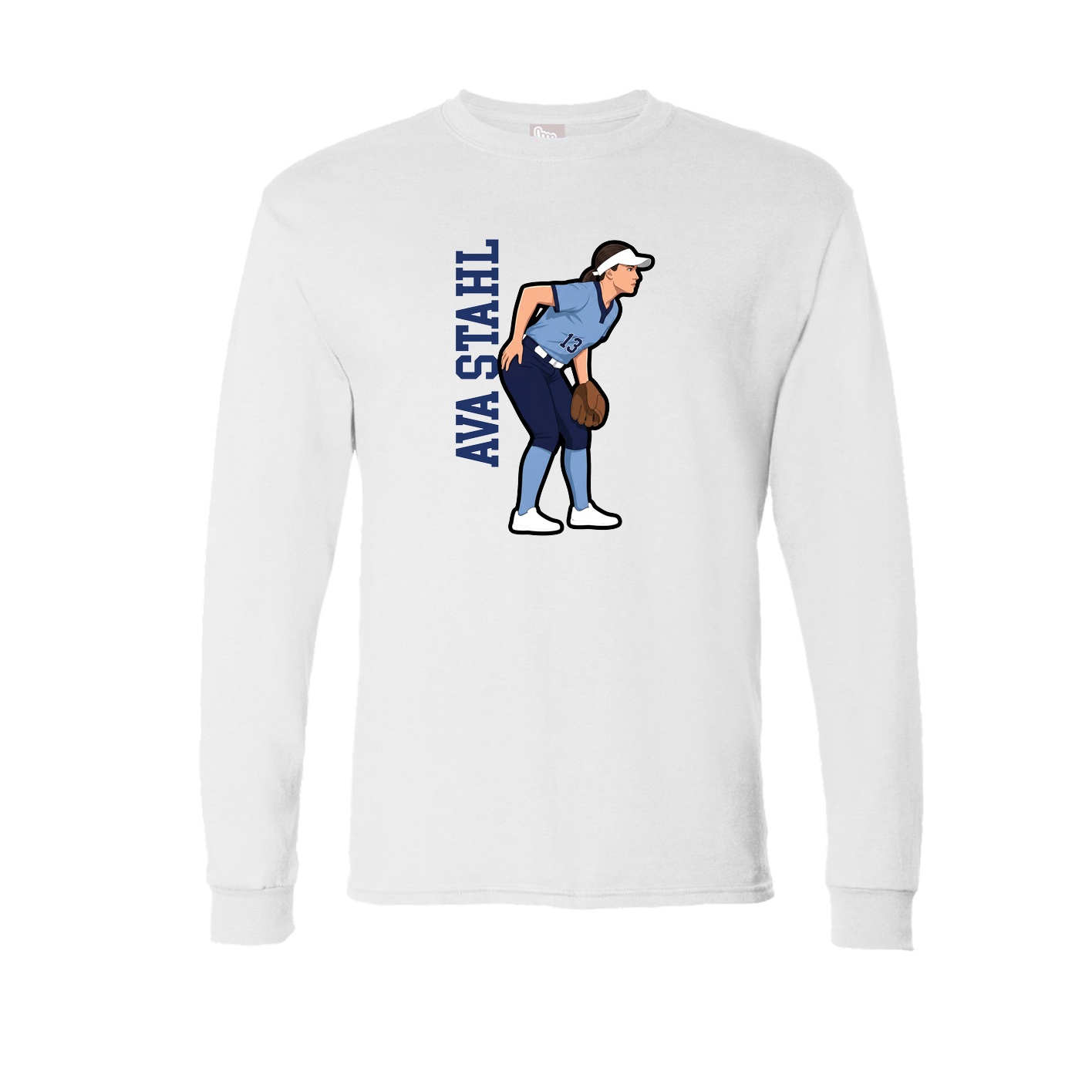 Long Sleeve Tee — Name Vertical in White