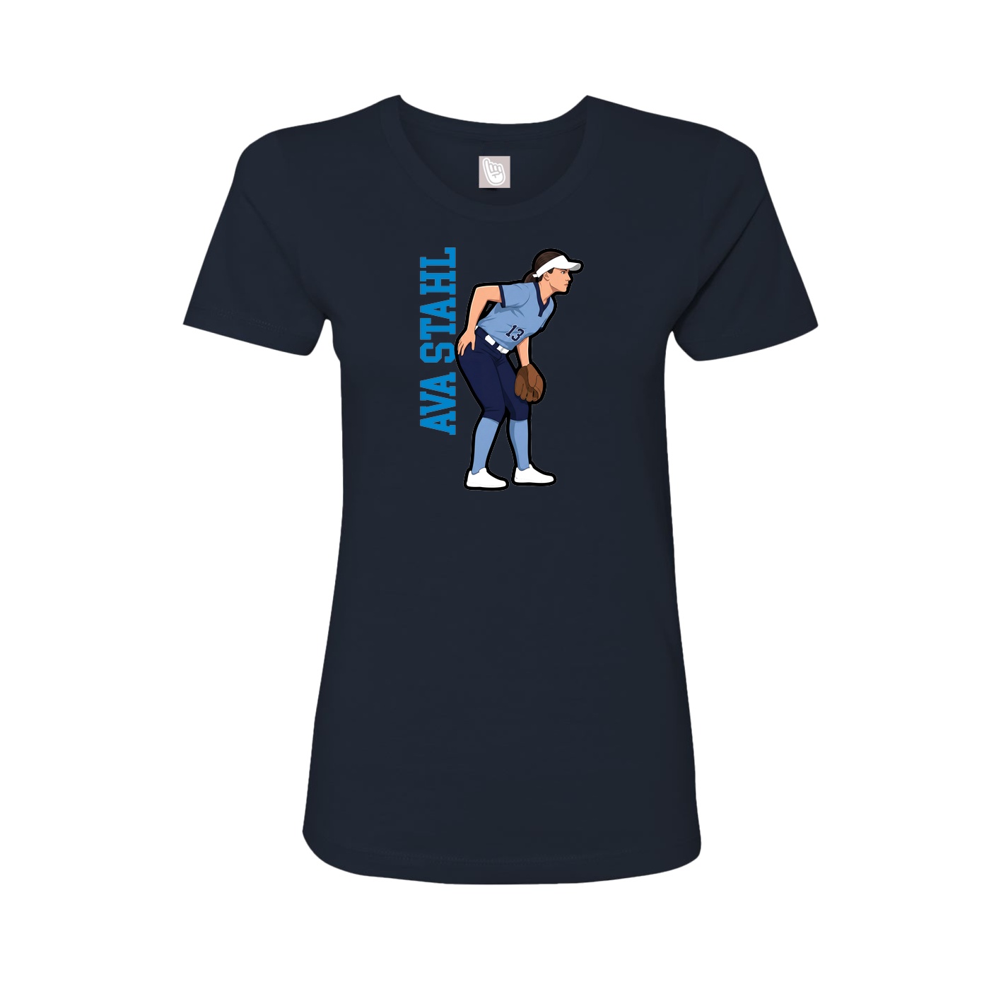 Womens Tee — Name Vertical in Navy