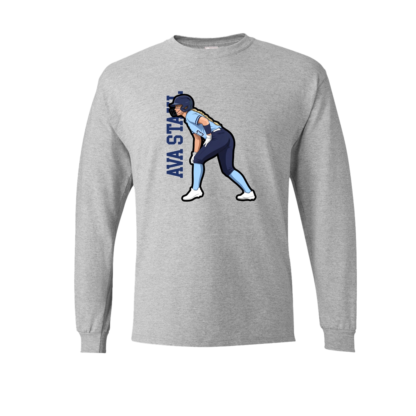 Long Sleeve Tee — Name Vertical in Grey