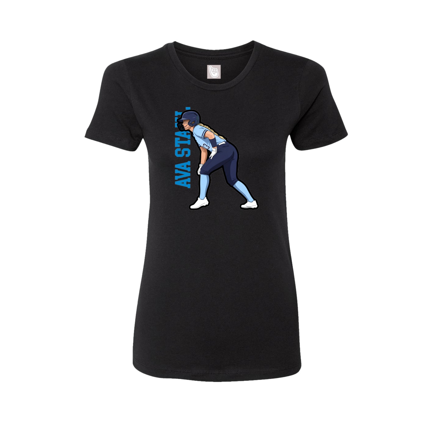 Womens Tee — Name Vertical in Black