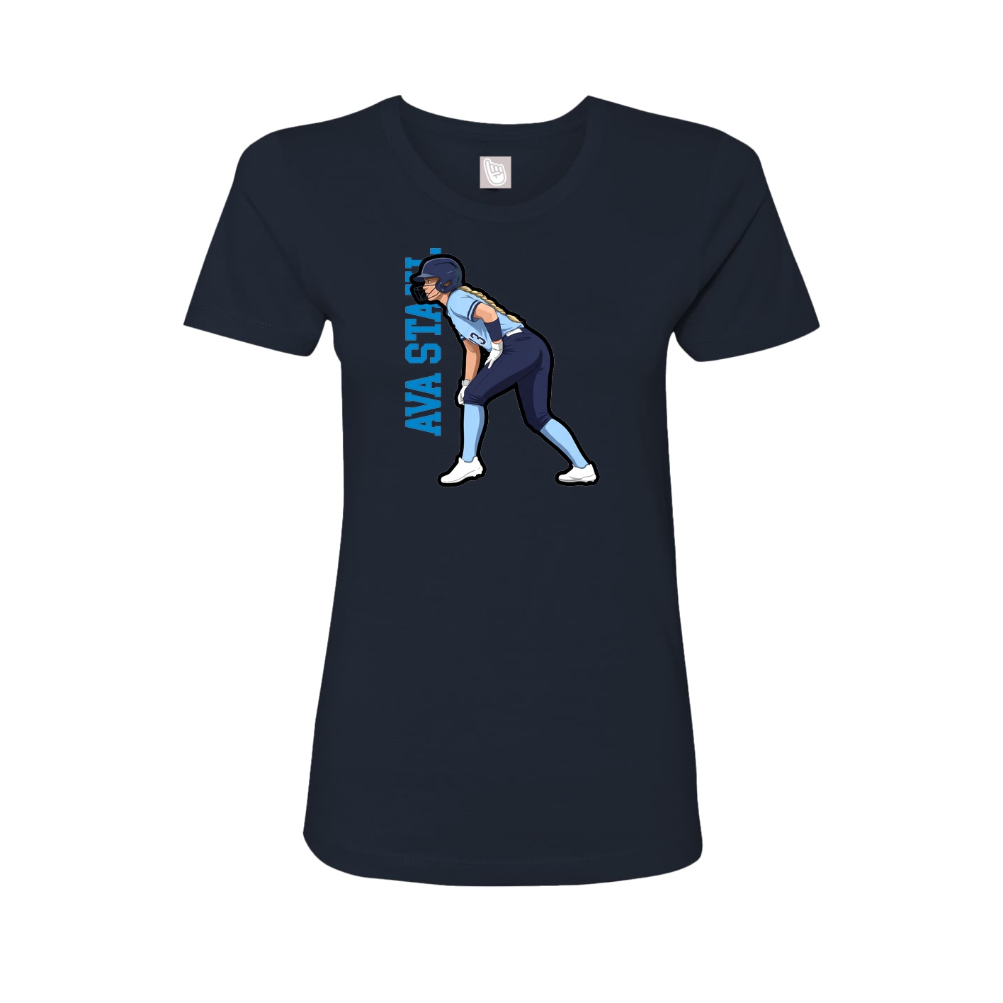 Fitted Women's Tee — Name Vertical in Navy