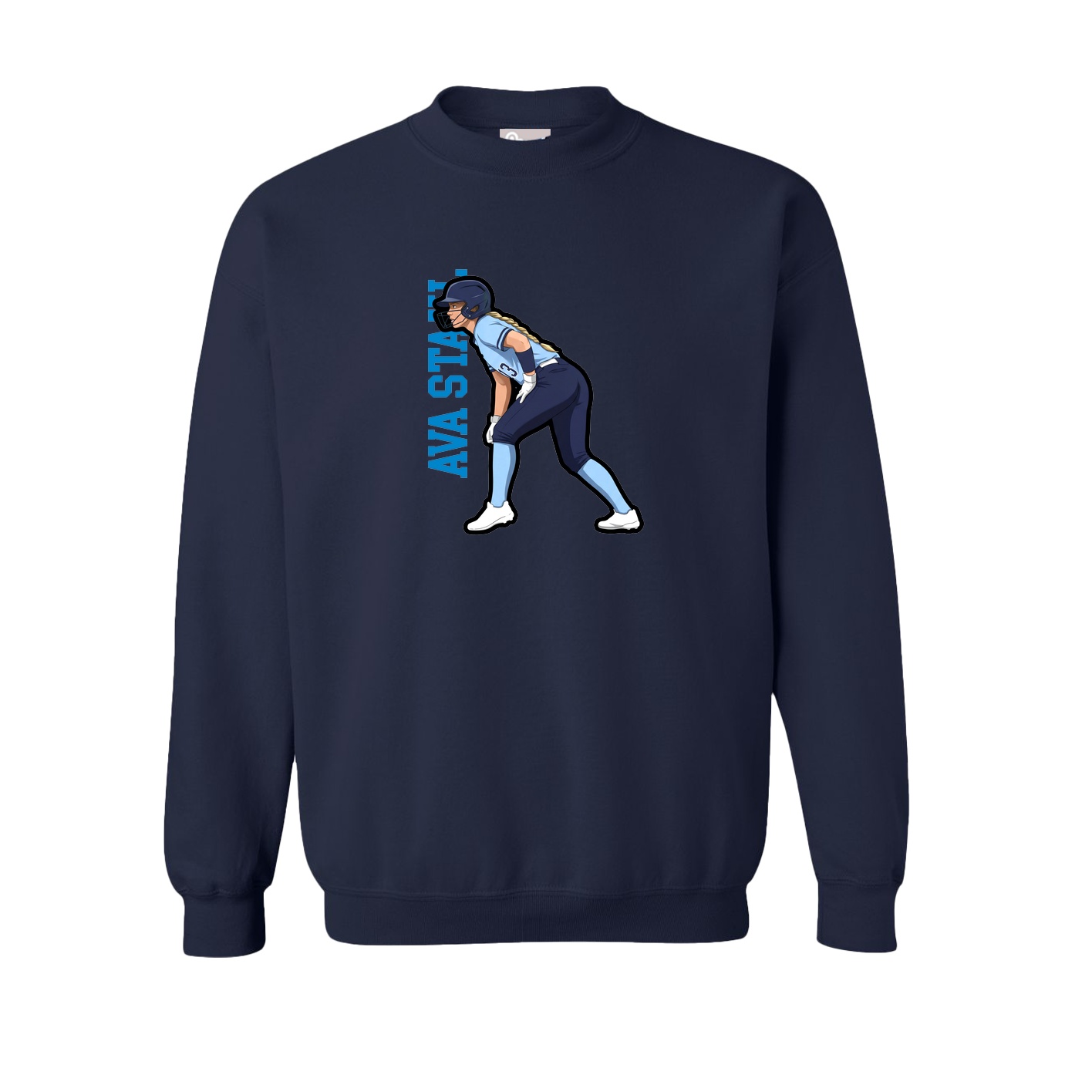 Fleece Crew — Name Vertical in Navy