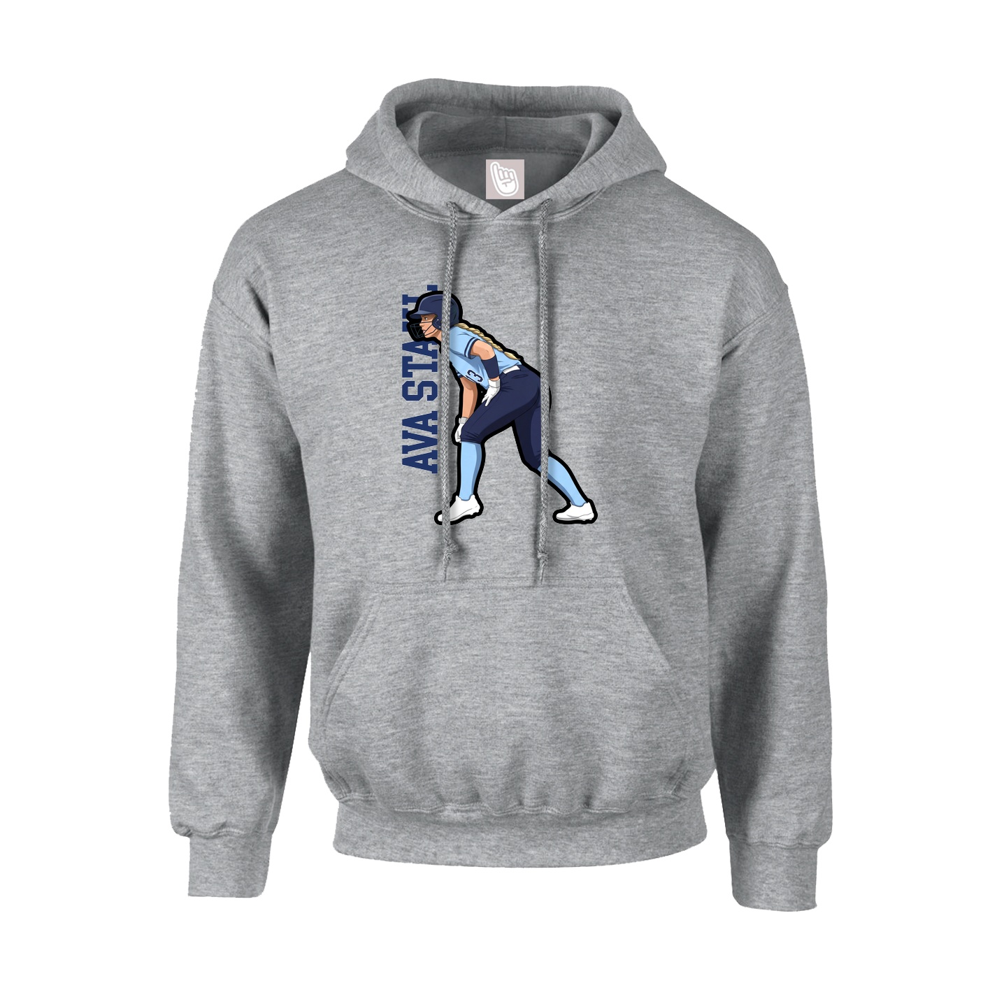 Youth Hoodie — Name Vertical in Grey