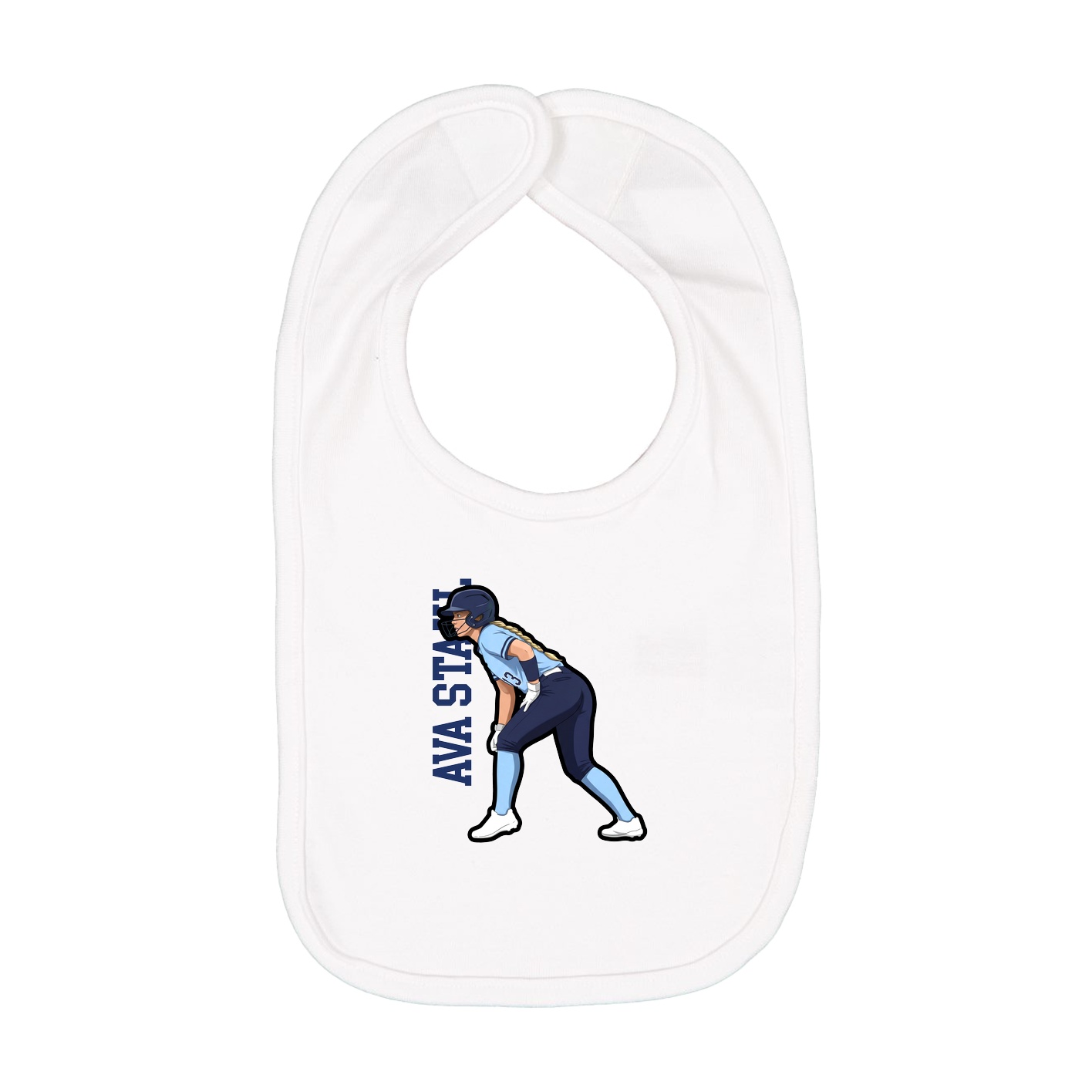 Infant Bib — Name Vertical in White