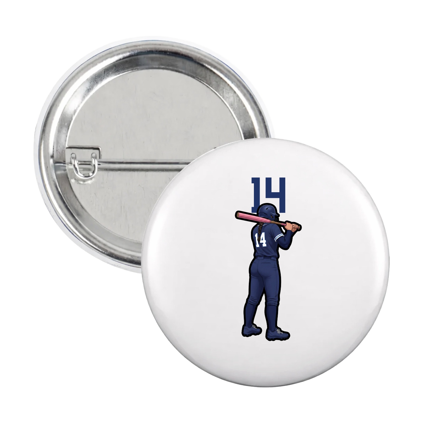 Game Day Button — Number Top in White