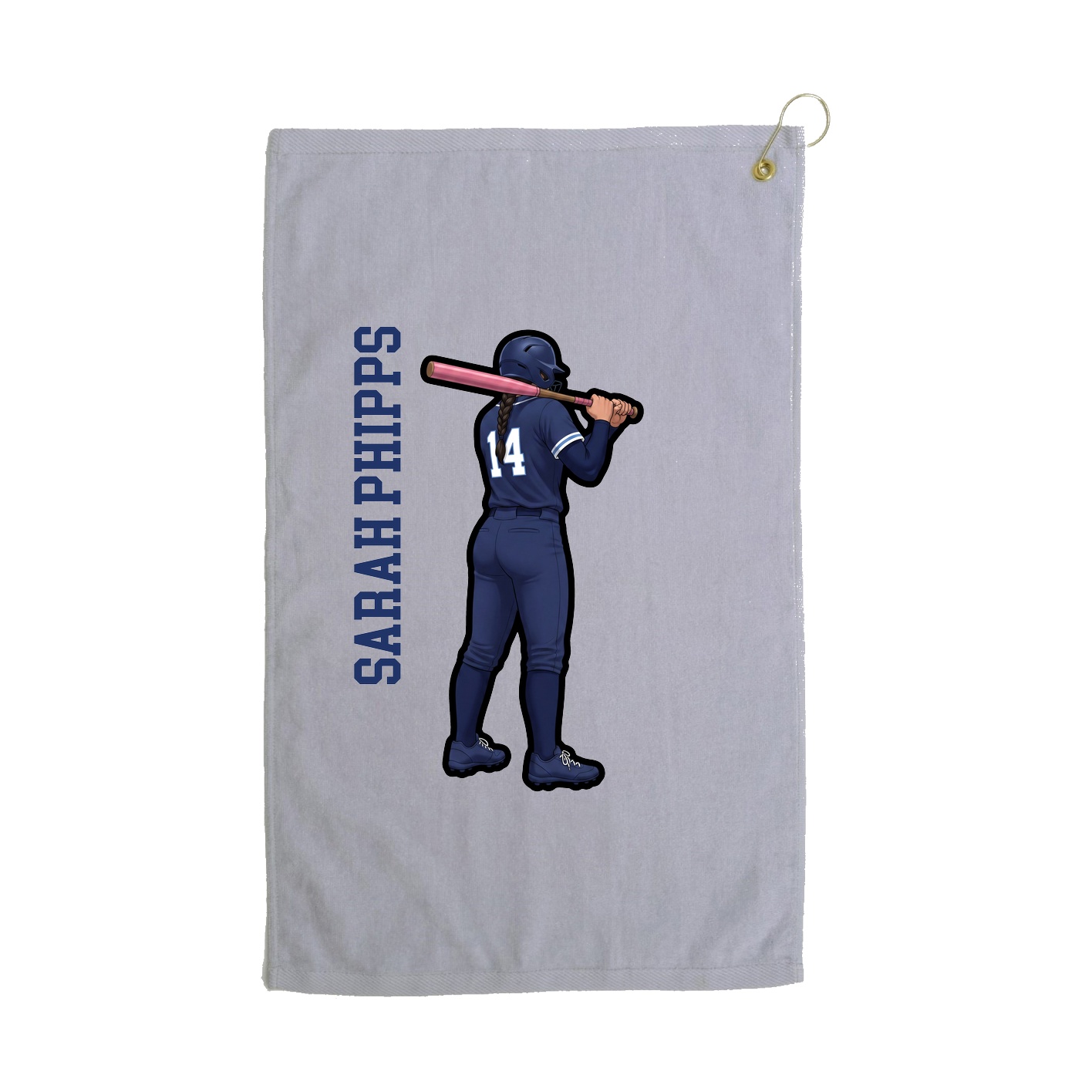 Golf Towel — Name Vertical in Grey