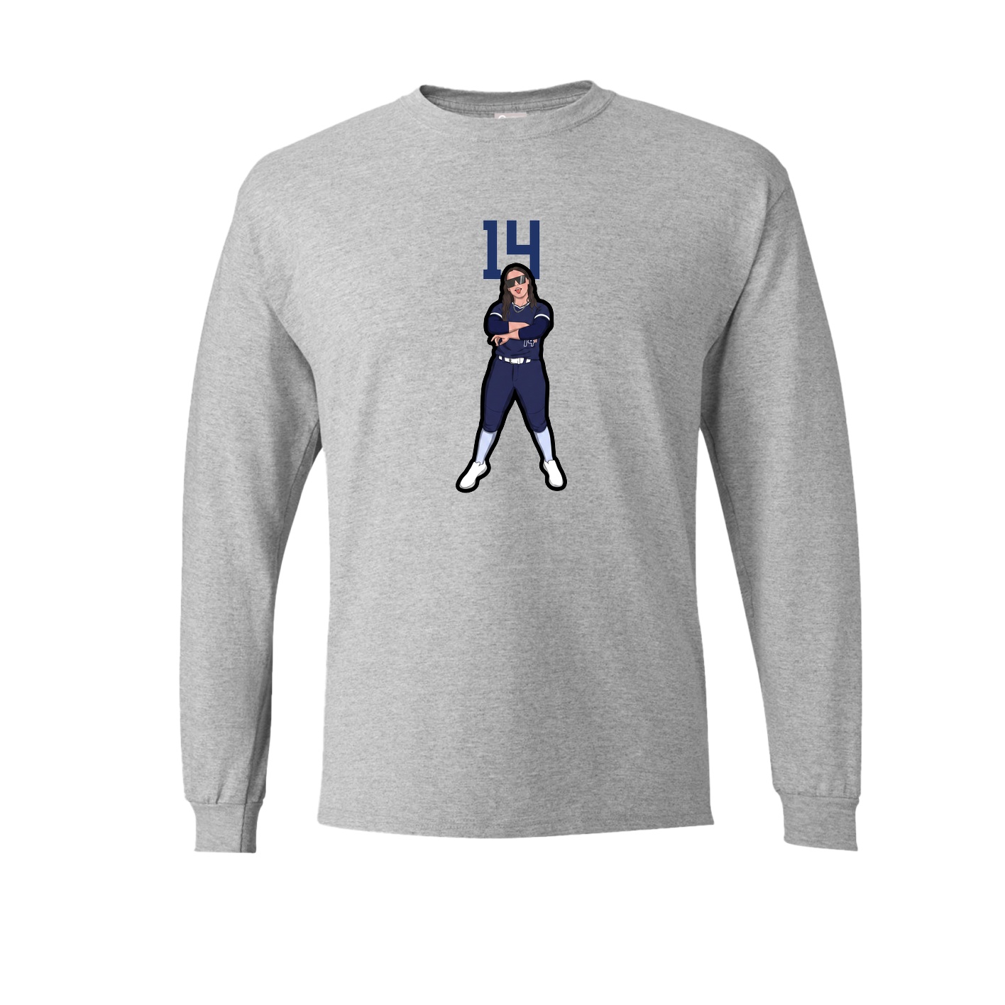 Long Sleeve Tee — Number Top in Grey