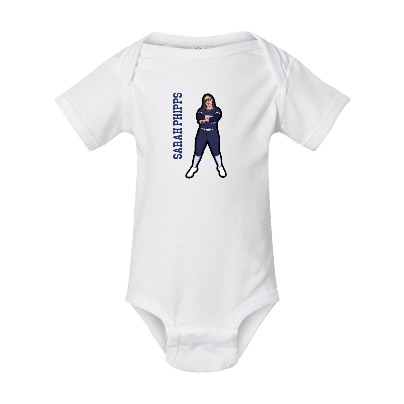 Baby Onesie — Name Vertical in White