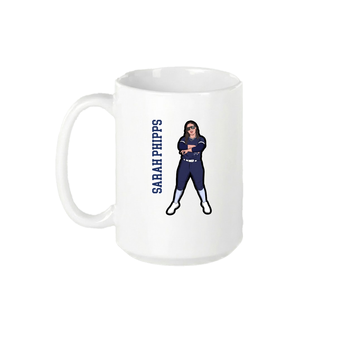 15oz Coffee Mug — Name Vertical in White