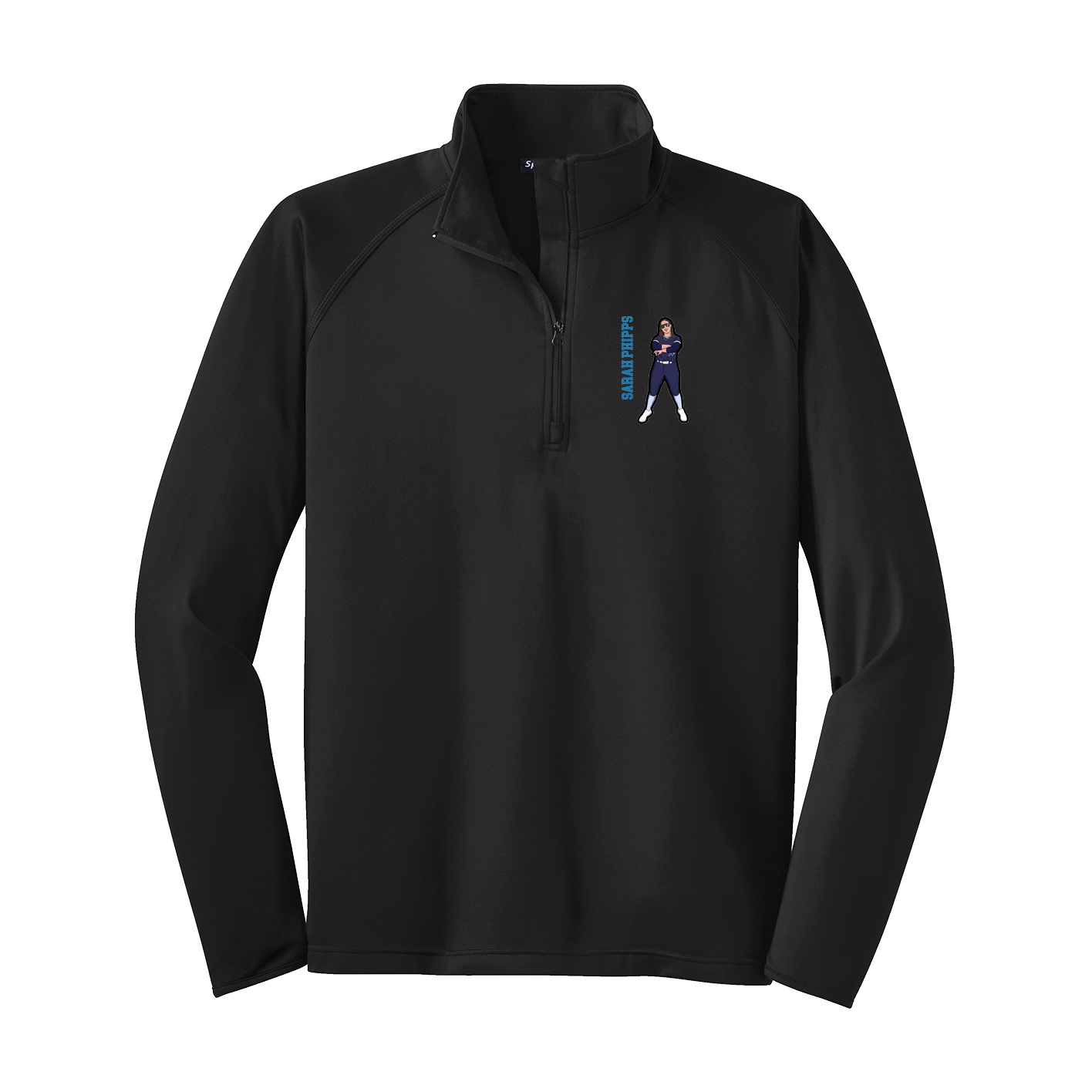 Q-Zip Pullover — Name Vertical in Black