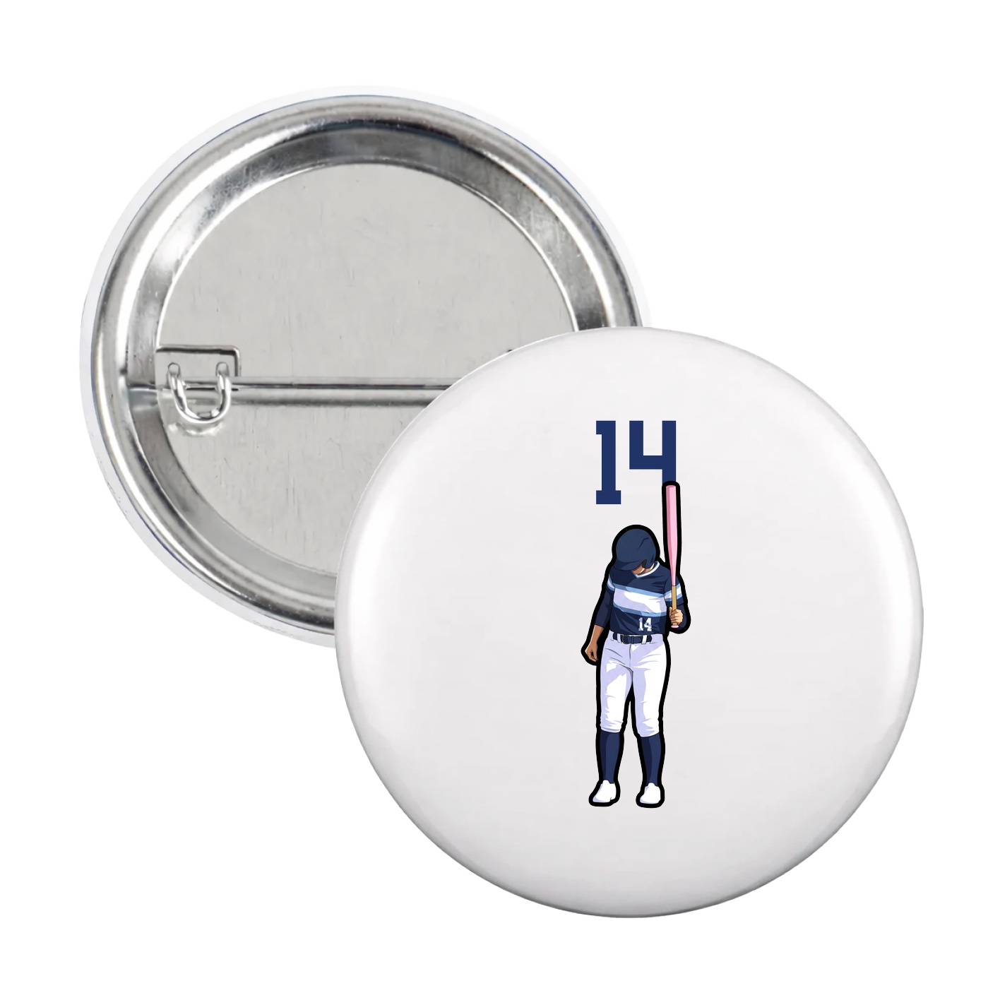 Game Day Button — Number Top in White