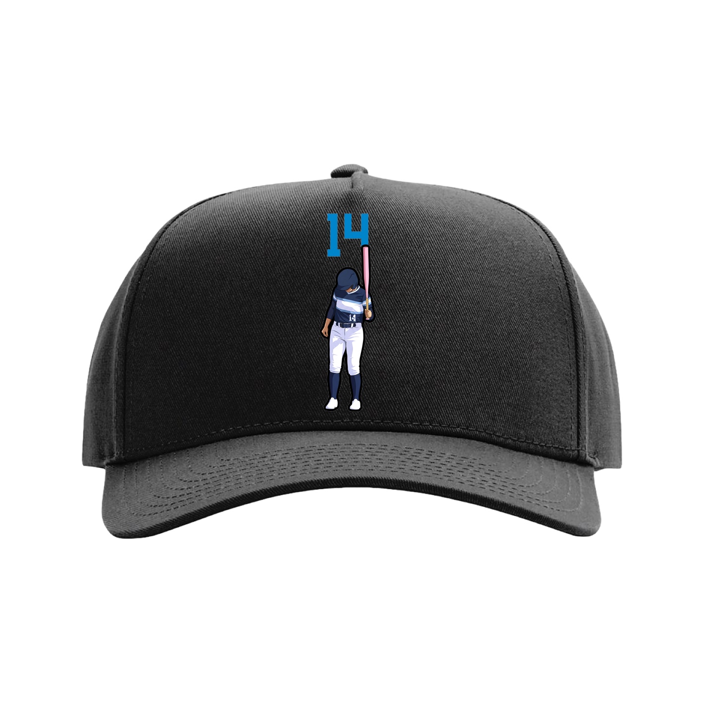 Full Fabric Five-Panel Champ Cap — Number Top in Black