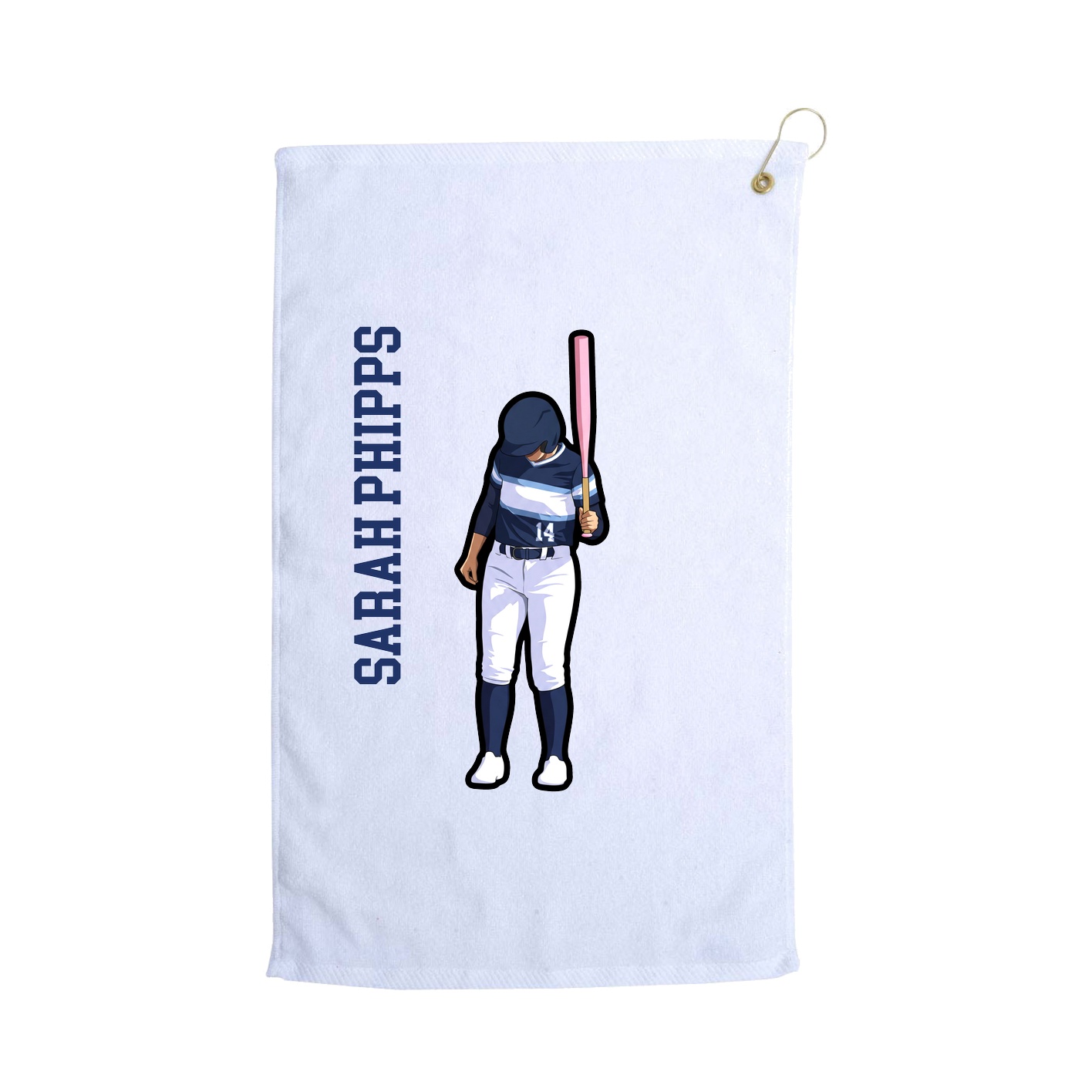 Golf Towel — Name Vertical in White
