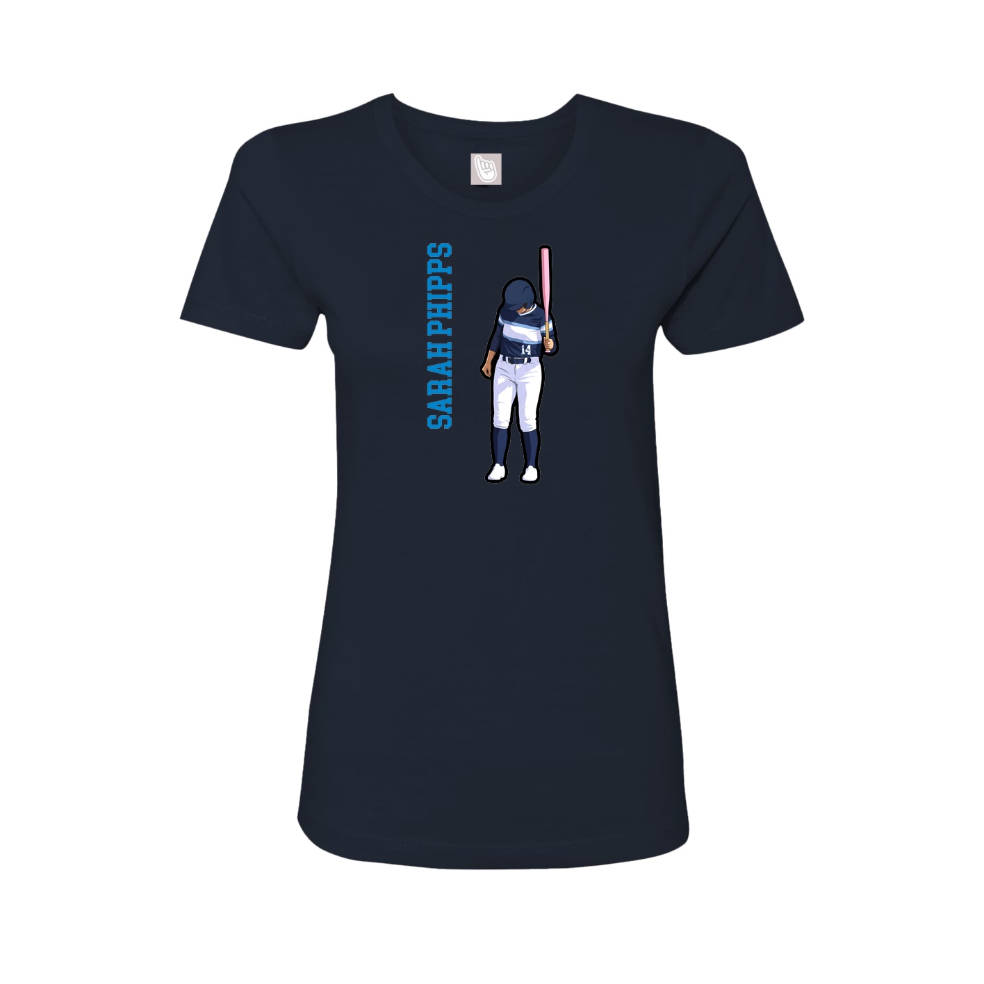 Womens Tee — Name Vertical in Navy