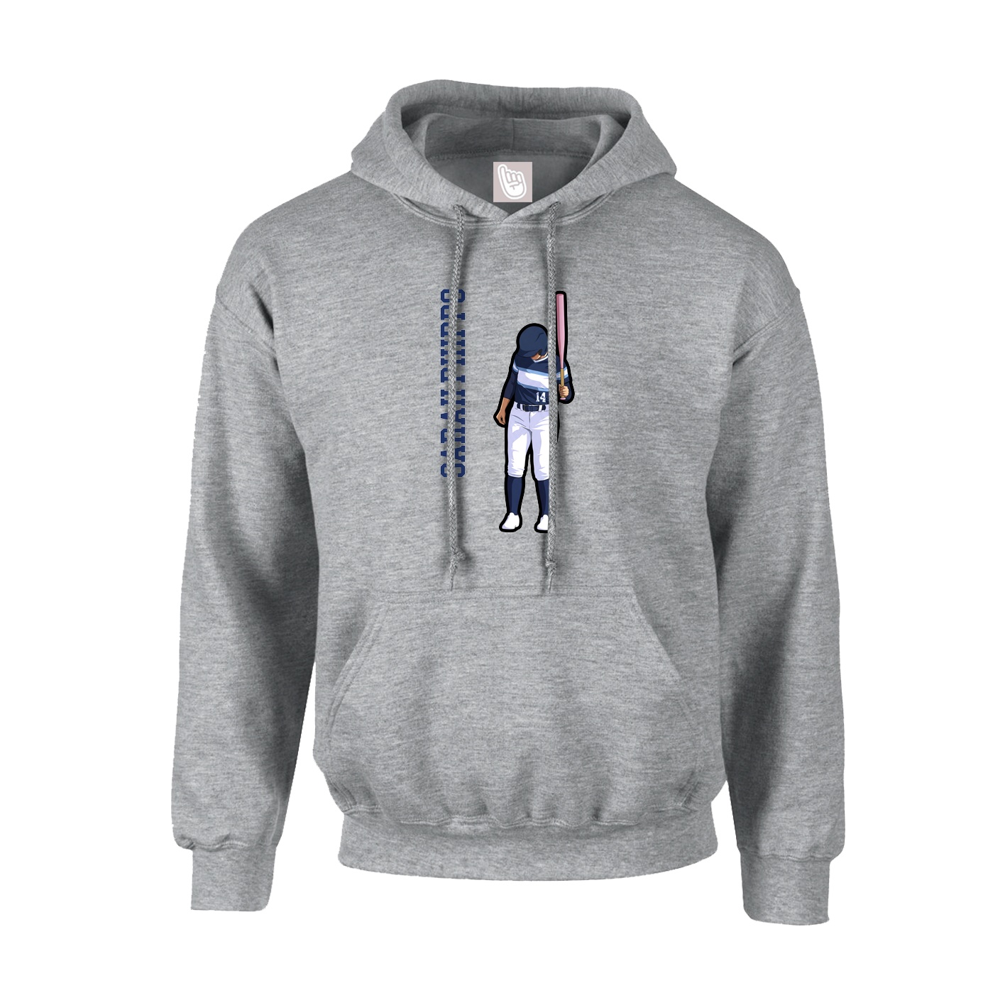 Youth Hoodie — Name Vertical in Grey
