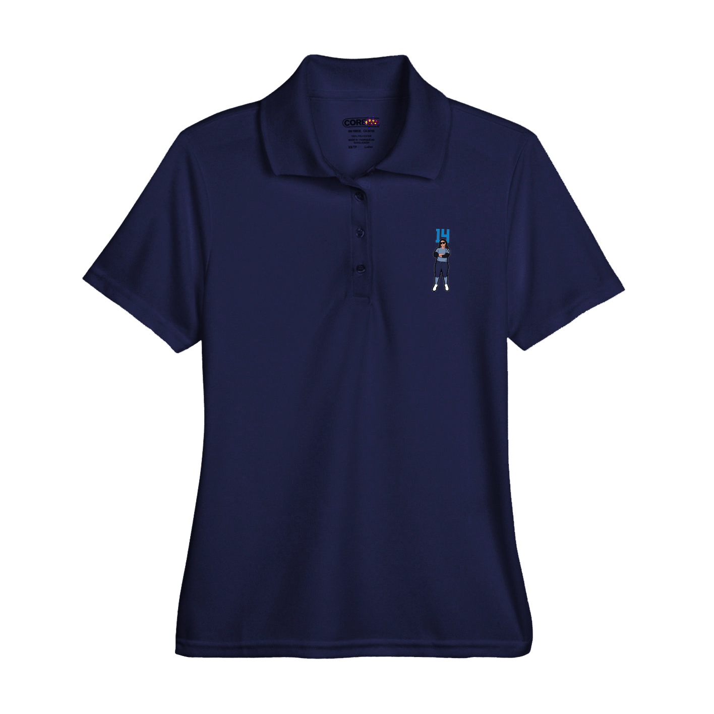 Womens Performance Polo — Number Top in Navy