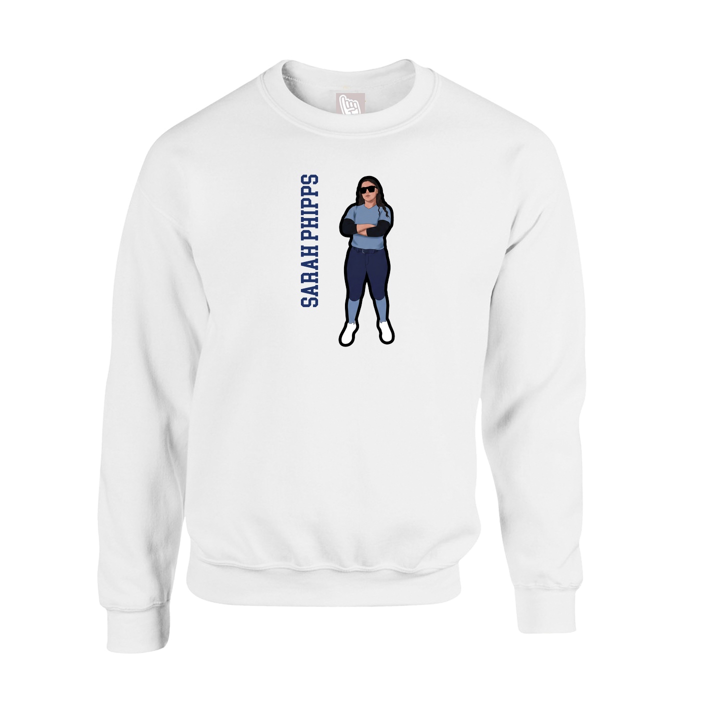 Fleece Crew — Name Vertical in White