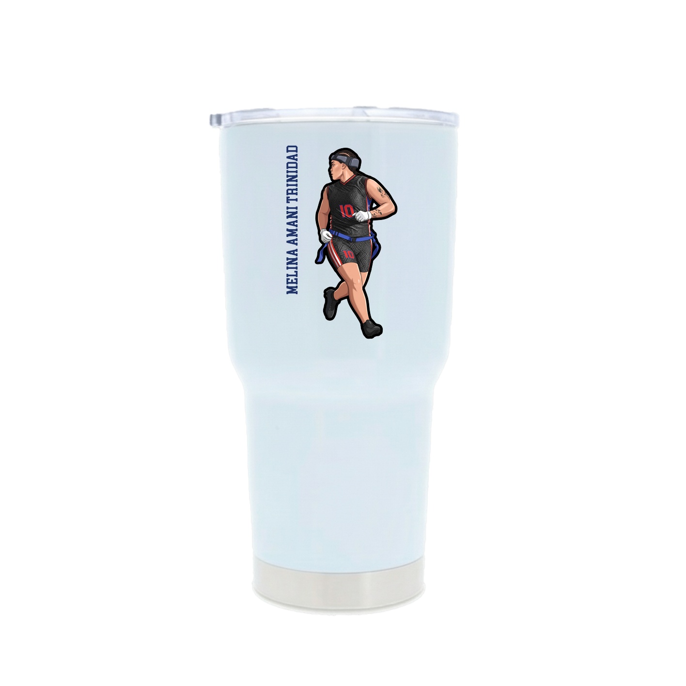 30oz Stainless Steel Tumbler — Name Vertical in White