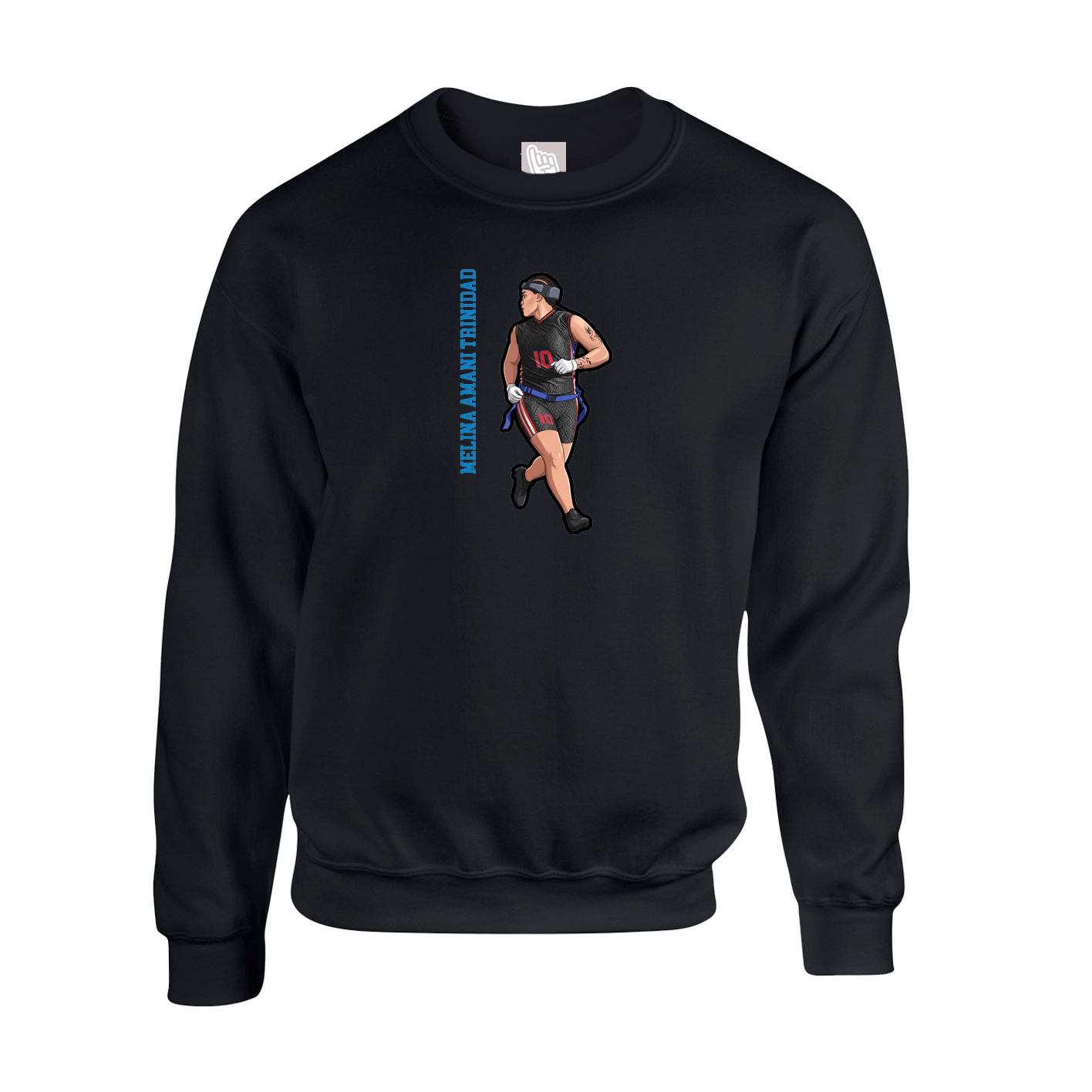 Fleece Crew — Name Vertical in Black