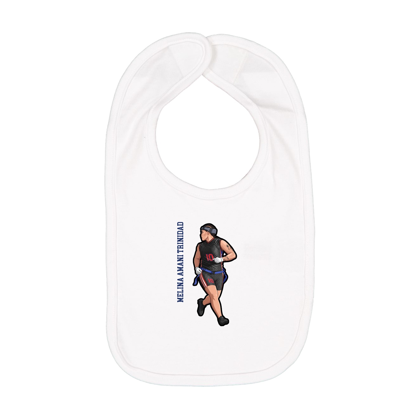 Infant Bib — Name Vertical in White