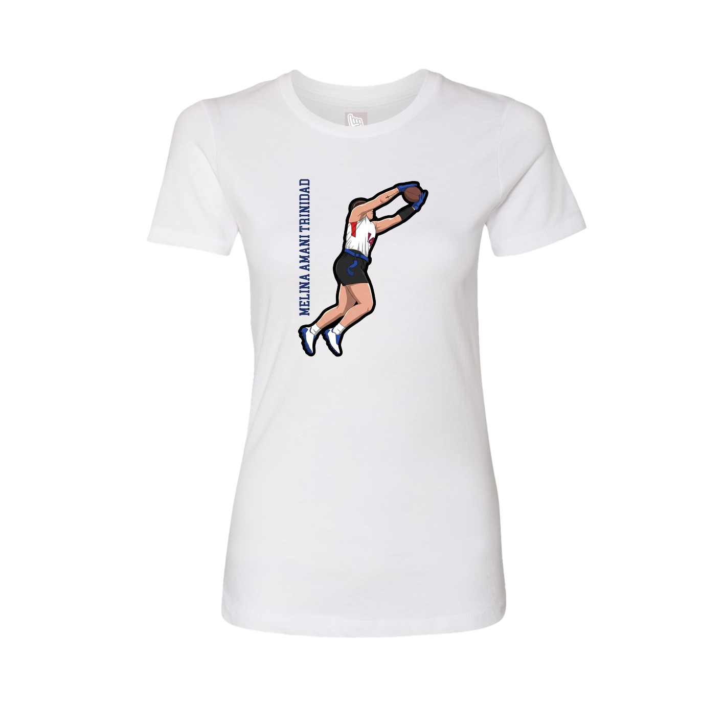 Womens Tee — Name Vertical in White