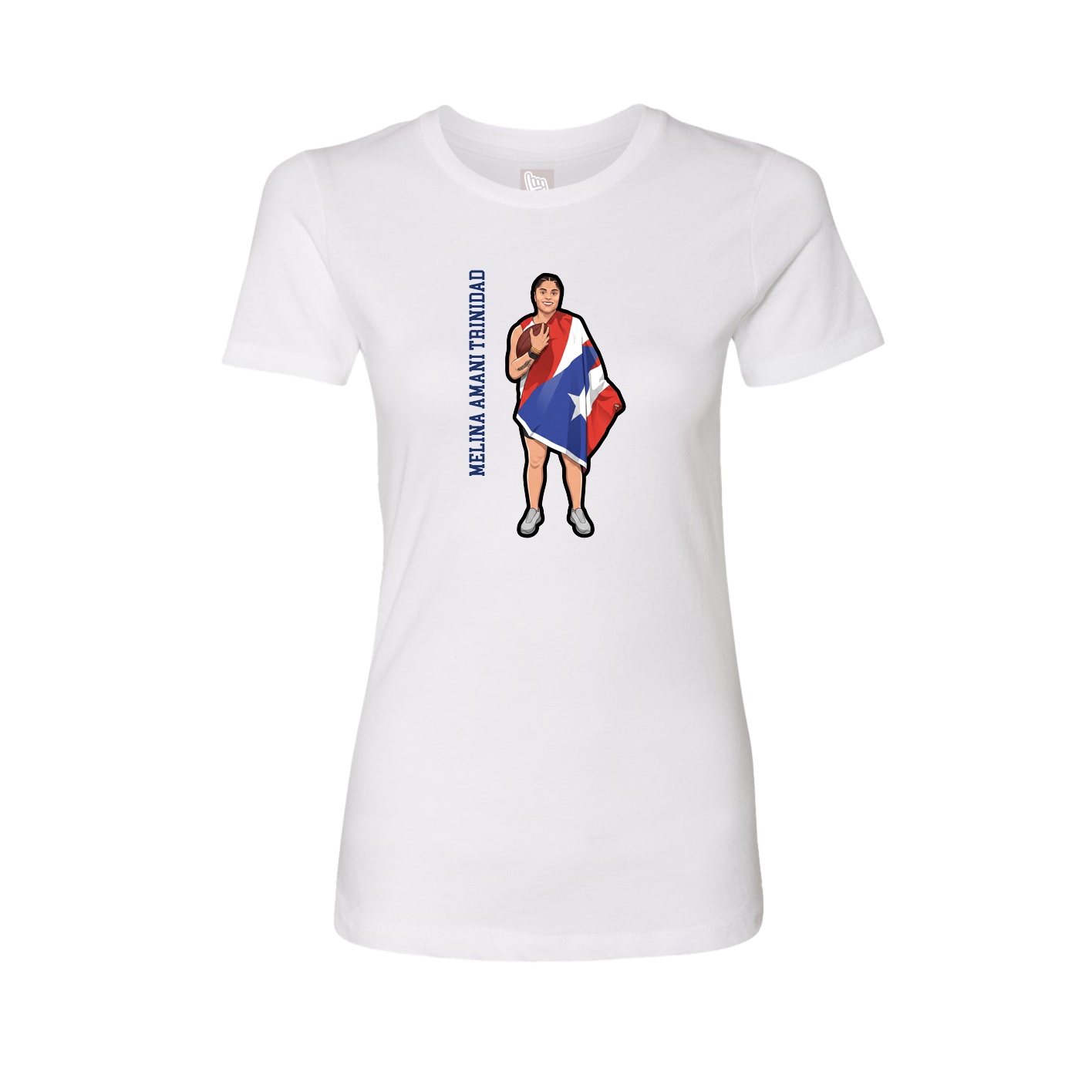 Womens Tee — Name Vertical in White