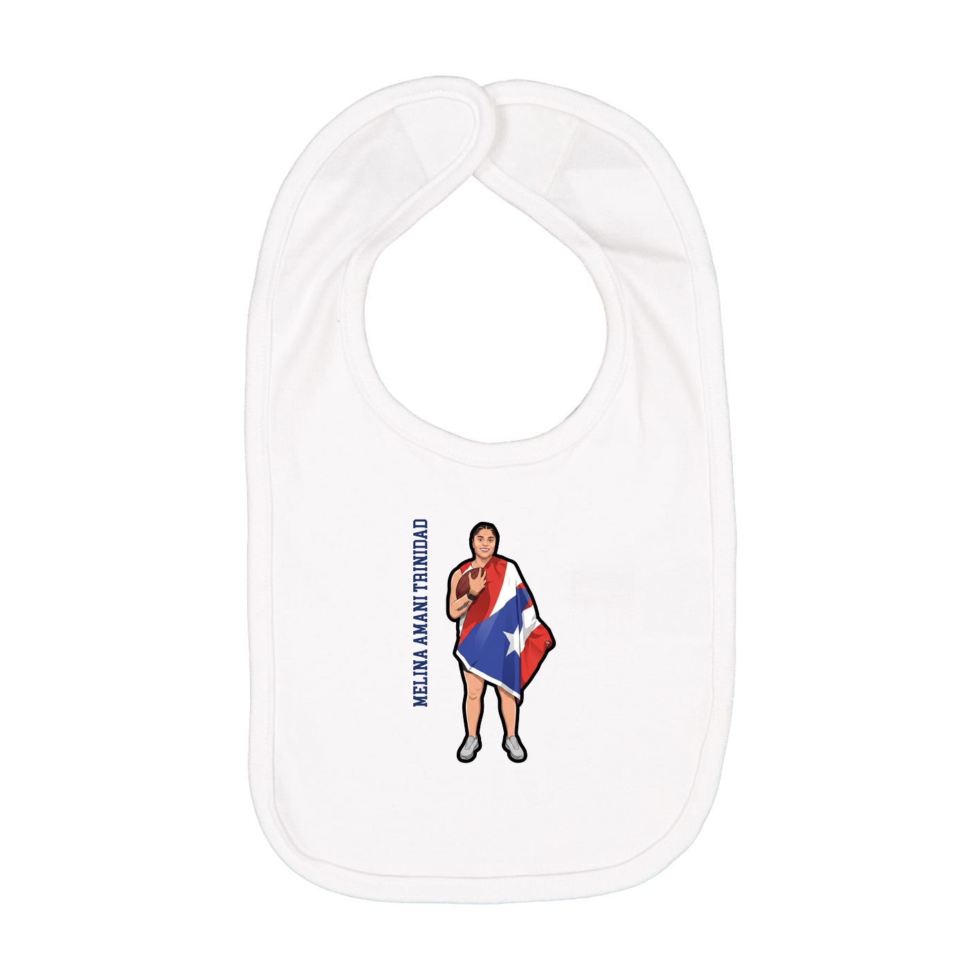 Infant Bib — Name Vertical in White