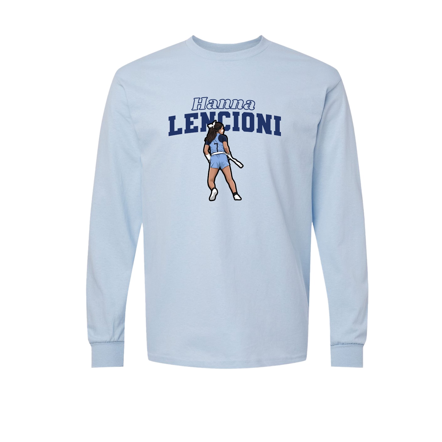 Long Sleeve Tee — Name Arch in Light Blue