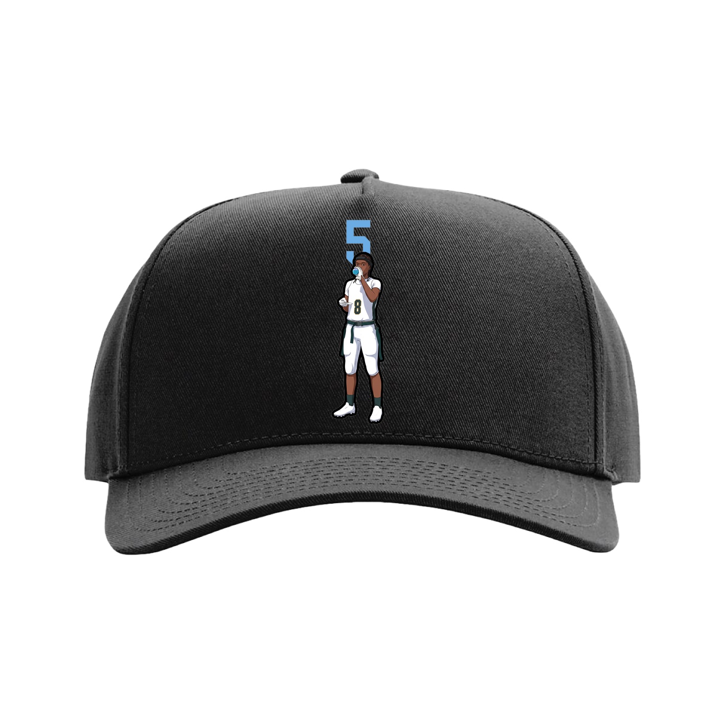 Full Fabric Five-Panel Champ Cap — Number Top in Black