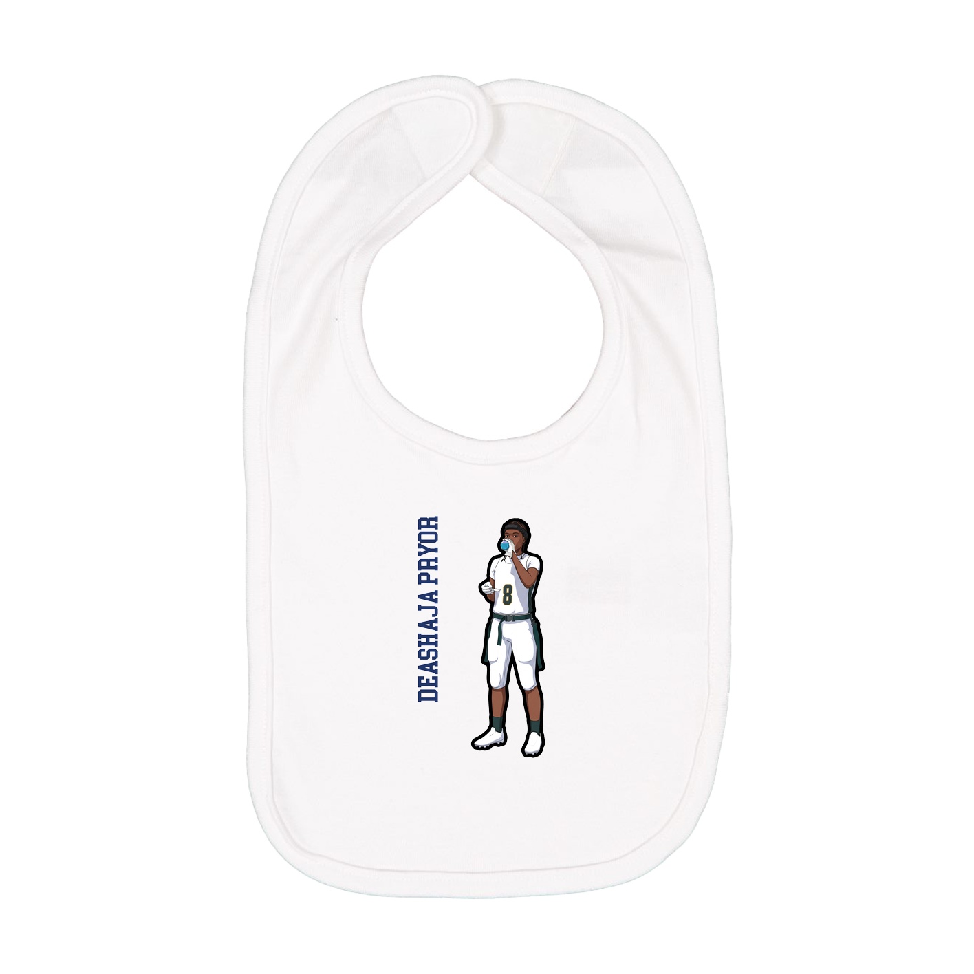 Infant Bib — Name Vertical in White