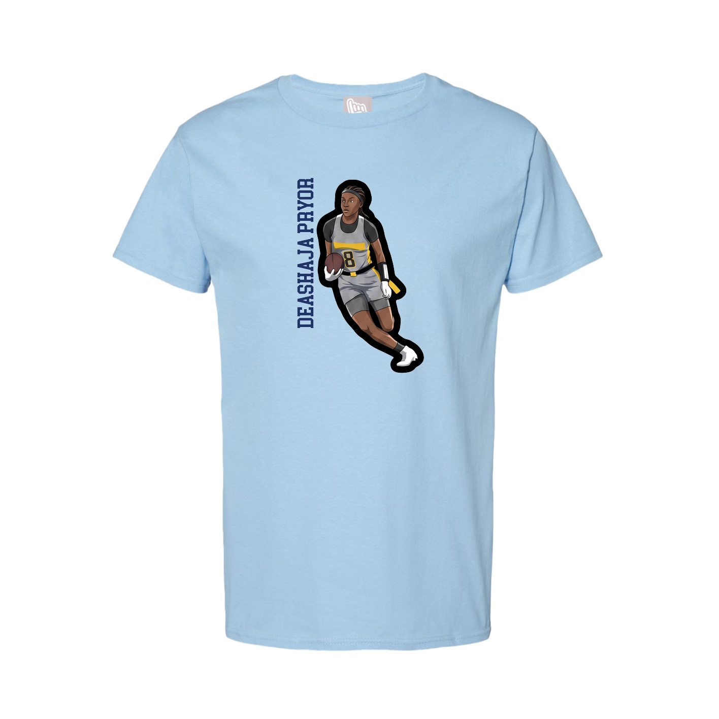 Tee — Name Vertical in Light Blue
