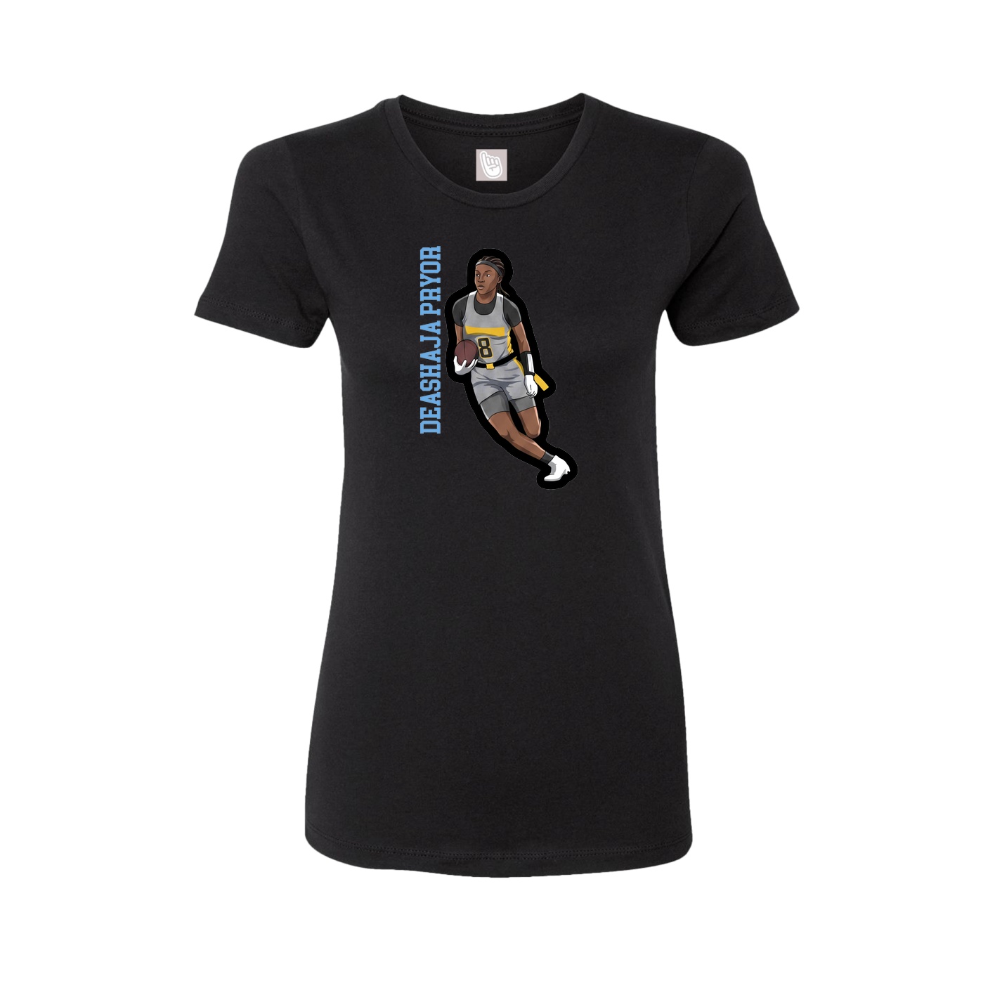 Fitted Women's Tee — Name Vertical in Black